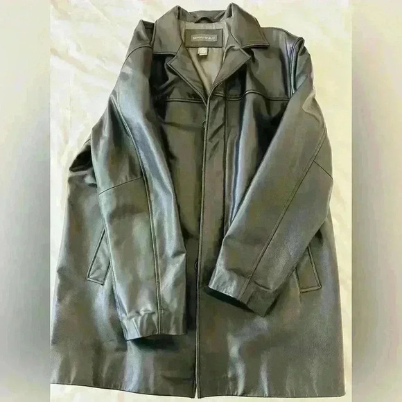 Banana Republic Men’s Leather Long Coat Size Large - Picture 5 of 14